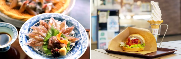 Left: Ebigen, Right: Michi Cafe Wave (Firefly Squid Museum Shop) 