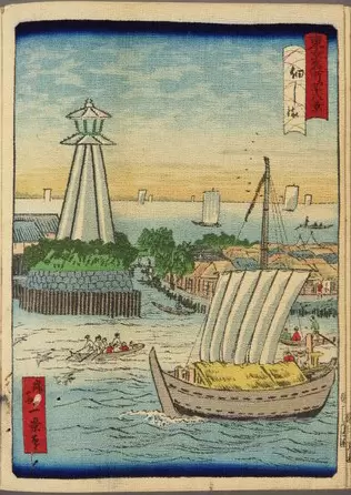 우키요에 《도쿄의 48경》에서 발췌한 에도 시대 해안 풍경 그림들을 소개합니다. 