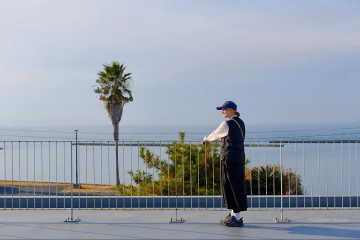 從土之博物館SHIDO屋頂看到的淡路島海岸線 