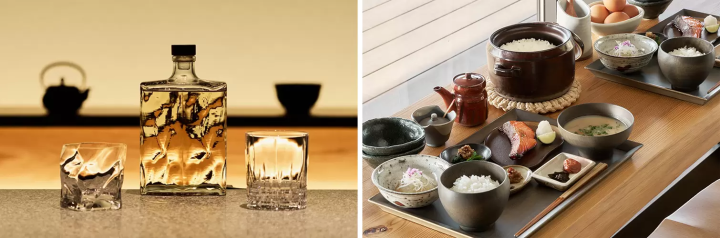 Enjoy a sophisticated time at "Bar Toki," which offers a selection of sake, cocktails, and distilled spirits. In the morning, enjoy a Japanese breakfast at "Apero & Pâtisserie acoya." 