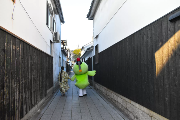 Walking along the alley 