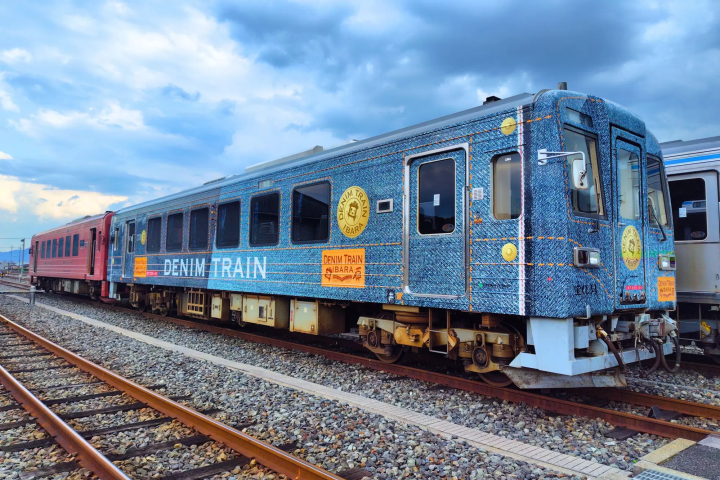 Visiting the indigo dyeing workshops on the Ibara Railway's Denim train (Ibara City)