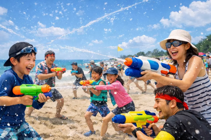 Senshu Beach Lantern Festival water-gun tournament