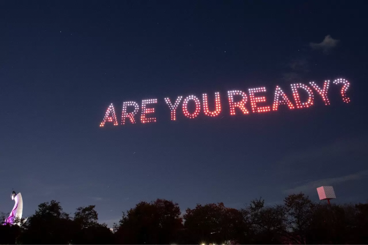 3D Drone Art Show Osaka's Expo '70 Commemorative Park Expo Night Sky Becomes Art