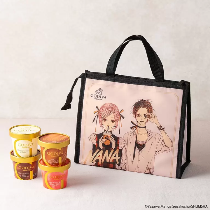 A GODIVA × NANA Cup Ice Cream and Insulated Bag Set