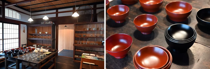 這家商店出售赤木明人製作的漆器,以及附近工匠製作的陶瓷、玻璃製品、金屬製品和其他作品。