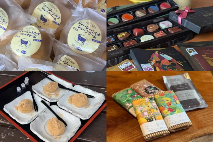 左上：Seisenryo；右上：Artisan Palais d'Or 左下：金星軒；右下：伊藤巧克力 