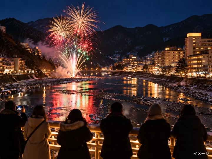 【2026年12月】下呂溫泉冬季煙火|住溫泉旅館的2天1夜行程